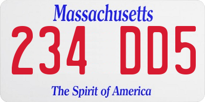MA license plate 234DD5