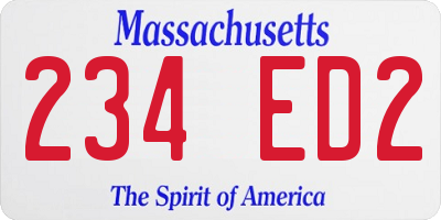 MA license plate 234ED2