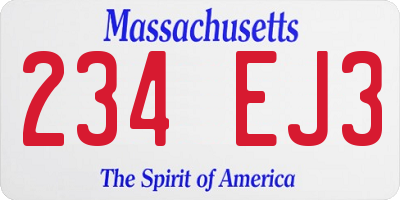 MA license plate 234EJ3