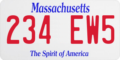 MA license plate 234EW5