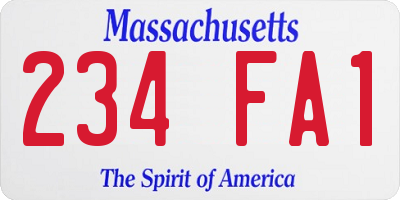 MA license plate 234FA1