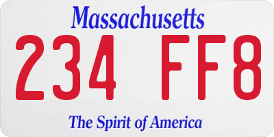 MA license plate 234FF8