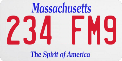 MA license plate 234FM9