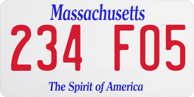MA license plate 234FO5