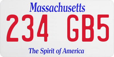 MA license plate 234GB5