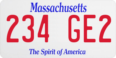 MA license plate 234GE2