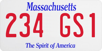 MA license plate 234GS1
