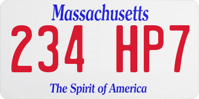 MA license plate 234HP7