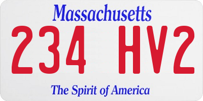 MA license plate 234HV2