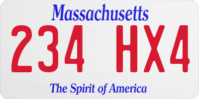 MA license plate 234HX4