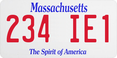 MA license plate 234IE1