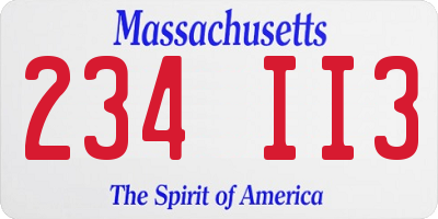 MA license plate 234II3