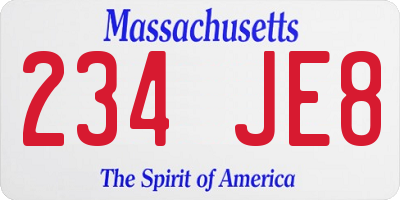 MA license plate 234JE8
