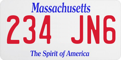 MA license plate 234JN6