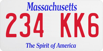 MA license plate 234KK6