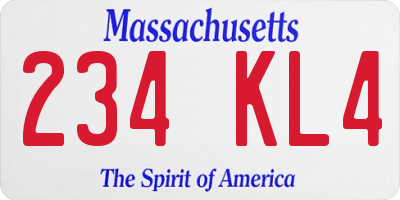 MA license plate 234KL4