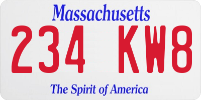 MA license plate 234KW8