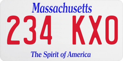MA license plate 234KX0
