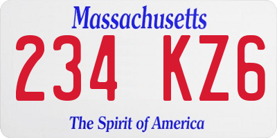 MA license plate 234KZ6