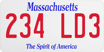 MA license plate 234LD3