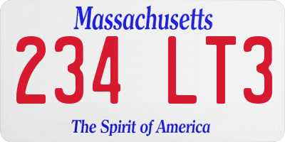 MA license plate 234LT3