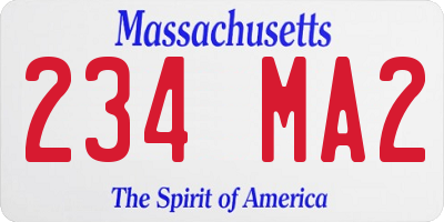 MA license plate 234MA2