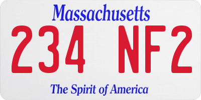 MA license plate 234NF2
