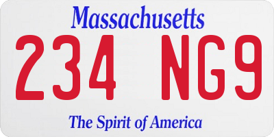 MA license plate 234NG9