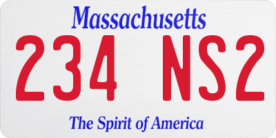 MA license plate 234NS2