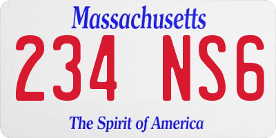 MA license plate 234NS6