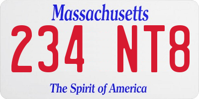 MA license plate 234NT8