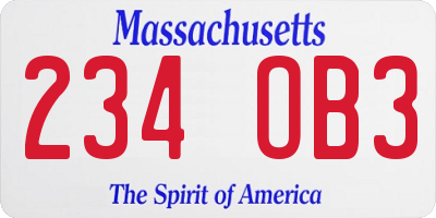 MA license plate 234OB3