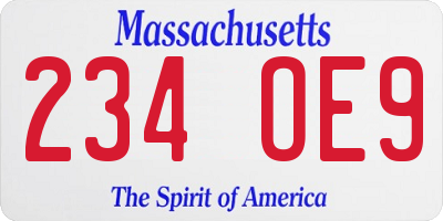 MA license plate 234OE9