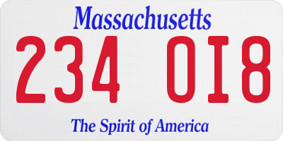 MA license plate 234OI8