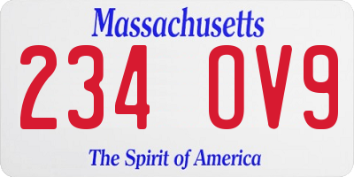 MA license plate 234OV9