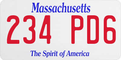 MA license plate 234PD6