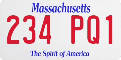 MA license plate 234PQ1