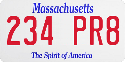 MA license plate 234PR8