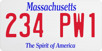 MA license plate 234PW1