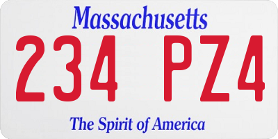 MA license plate 234PZ4