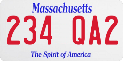 MA license plate 234QA2