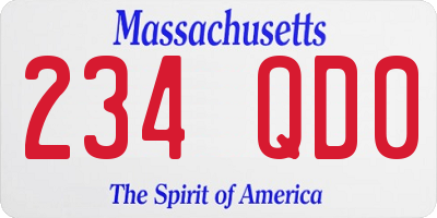 MA license plate 234QD0