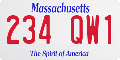 MA license plate 234QW1