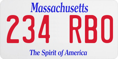 MA license plate 234RB0