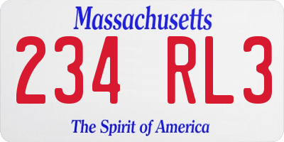 MA license plate 234RL3