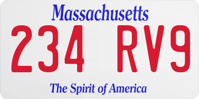 MA license plate 234RV9