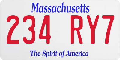 MA license plate 234RY7