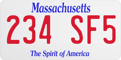 MA license plate 234SF5