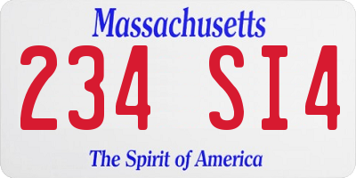 MA license plate 234SI4