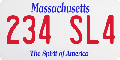 MA license plate 234SL4
